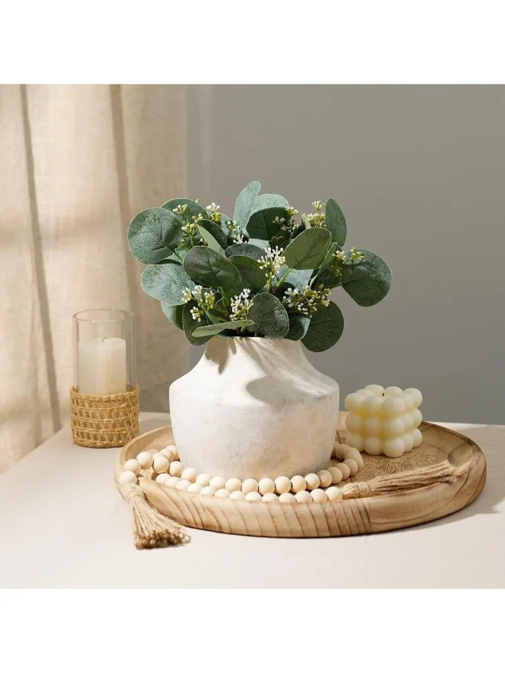 5.3 Inch Small Matte White Ceramic Farmhouse Vase With Handles For Living Room